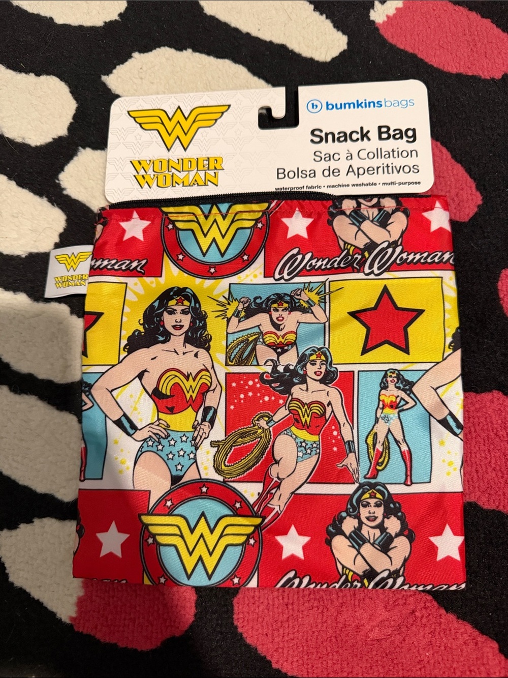Bumkins Wonder Woman Red Yellow Multi Snack Bag